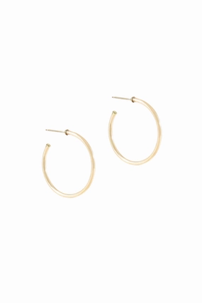 Grab Your Deal Today Round Gold 1.25" Hoop - Smooth