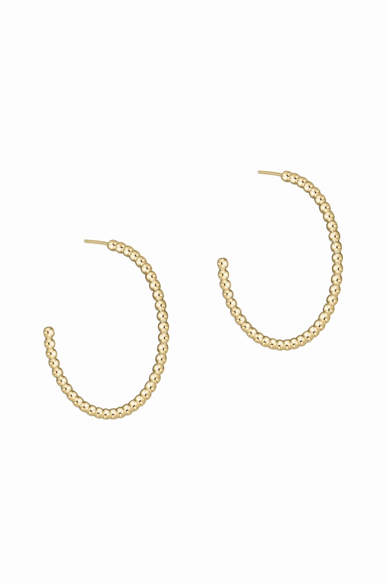 Big Hot Sale Exclusive Online Offer Beaded Classic 1.25" Post Hoop 2Mm Gold
