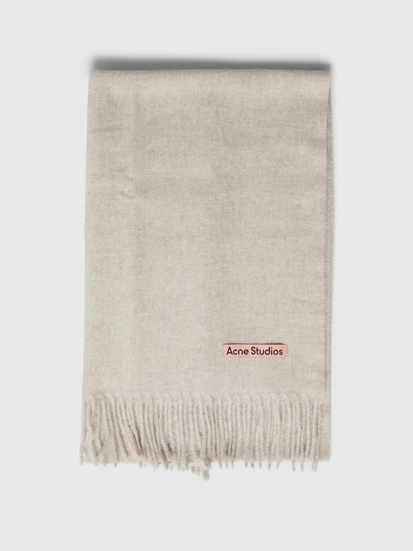 Narrow Fringe Wool Scarf In Oatmeal Melange Grab Todays Deal Last Chance Steal