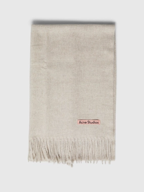 Narrow Fringe Wool Scarf In Oatmeal Melange Grab Todays Deal Last Chance Steal