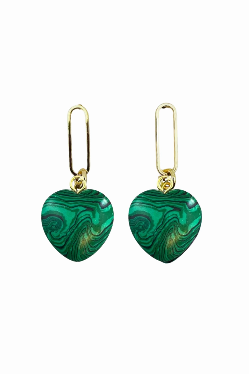 Semi-Precious Heart Earrings Clearance Steal Today