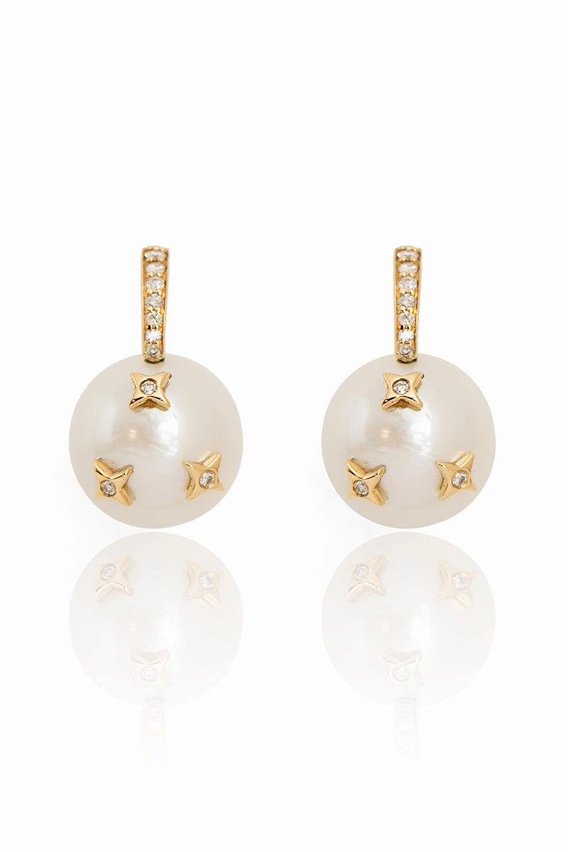 Diamond Star Pearl Drop Earrings Save Big Online