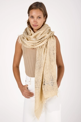 Special Price Offer Cashmere Scarf With Silver Lamination In Burro