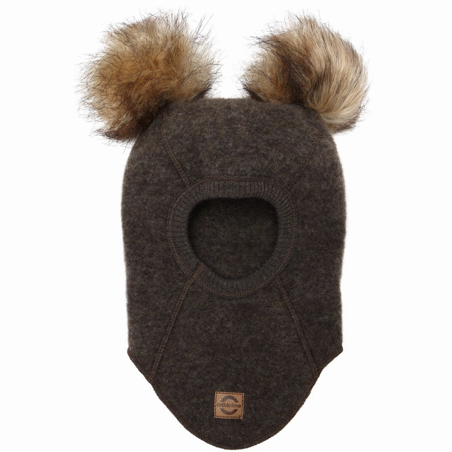 Mikk-Line Dark Brown Melange Wool Balaclava With Pom Pom Deal Frenzy Today