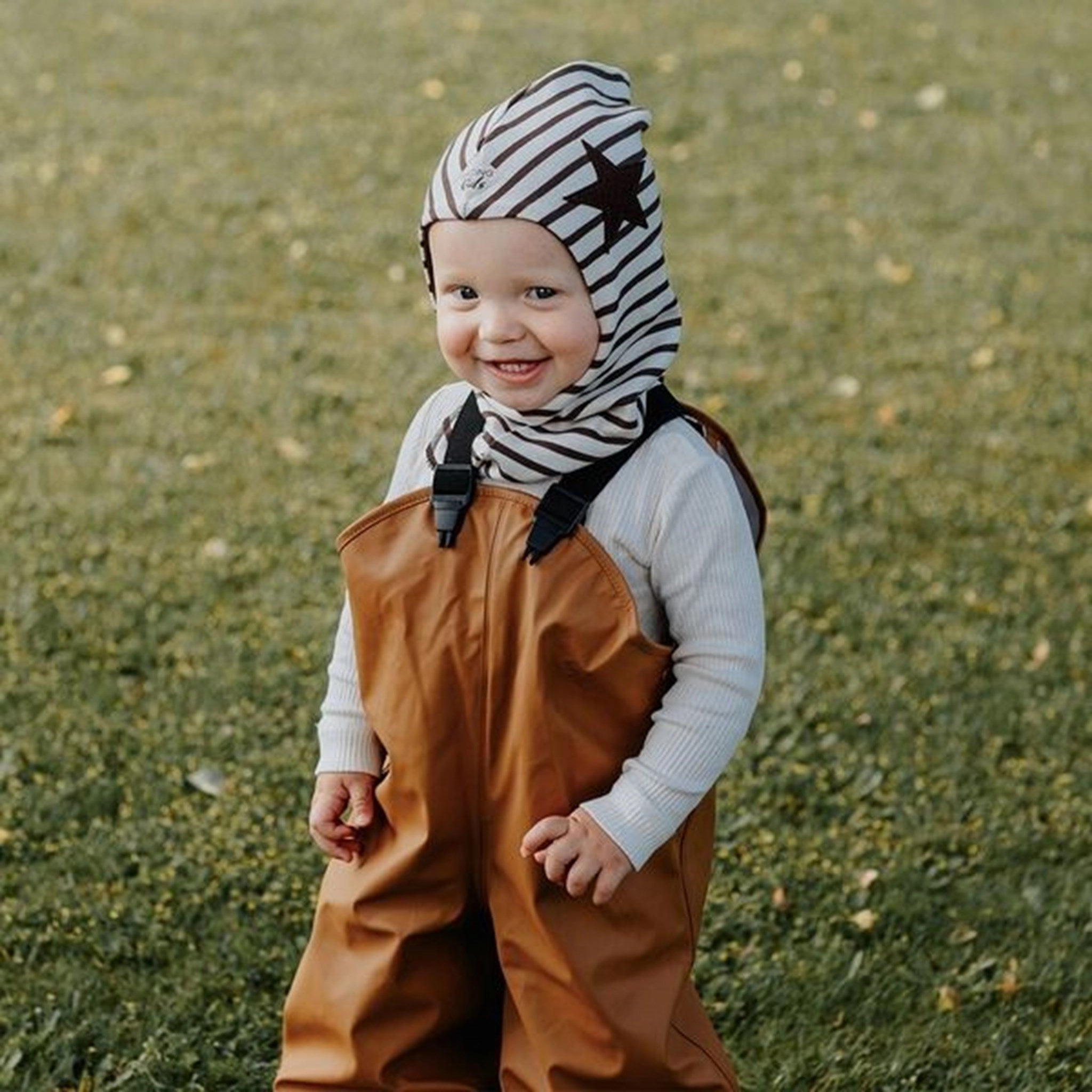 Daily Hot Deal Racing Kids Balaclava Top Star Stripe Brown/White