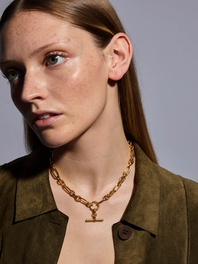 Tilly Sveaas Small Gold T-Bar On Clipt Watch Chain  Necklace Today Only Hot Pick Big Price Drop