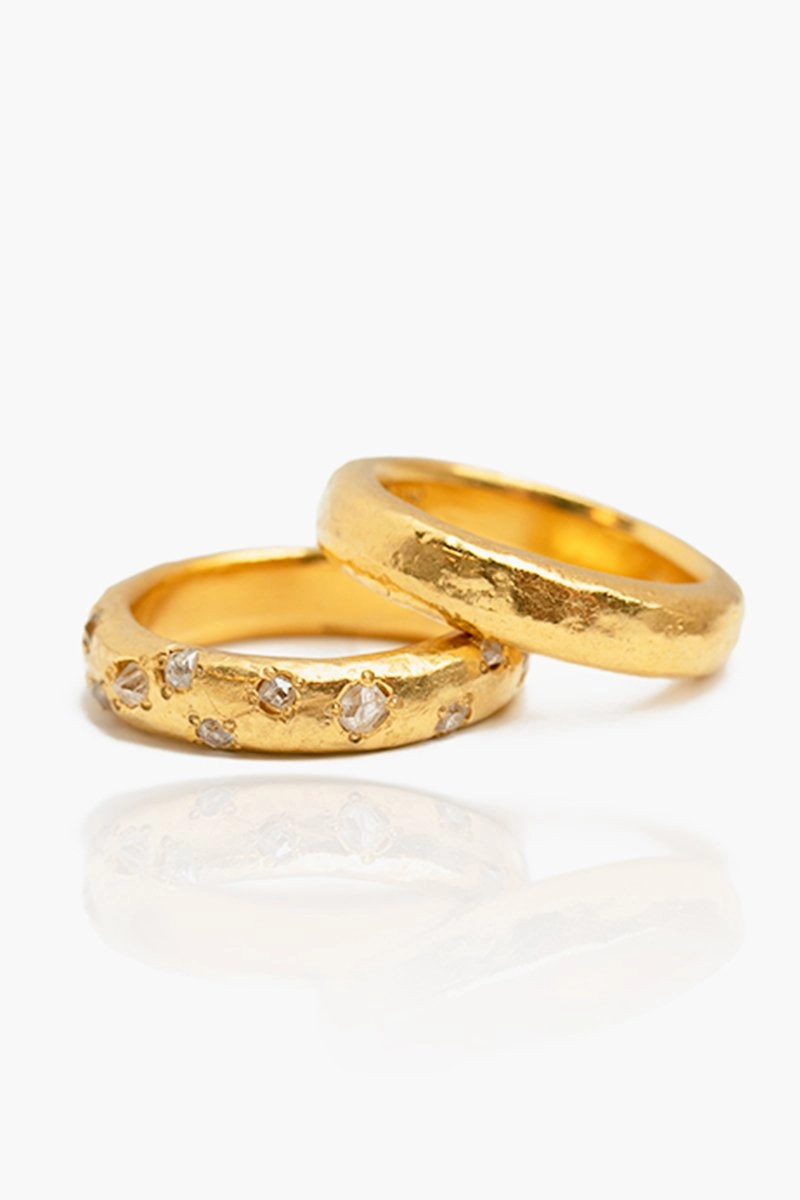 Grab It Now Steal the Deal Now 24K Gold Handmade Band Ring With Vintage Diamonds