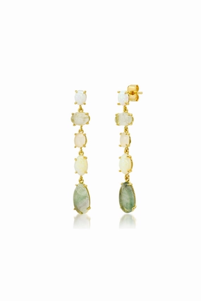 Linear Mixed Stone Drop Earrings Limited Time Offer! Price Drop Today