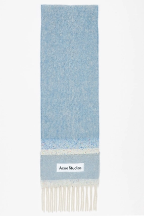 Logo Fringe Scarf Denim Blue Daily Clearance Deal