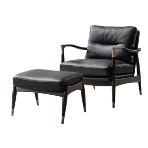 Lonut Black Accent Chair   Ottoman