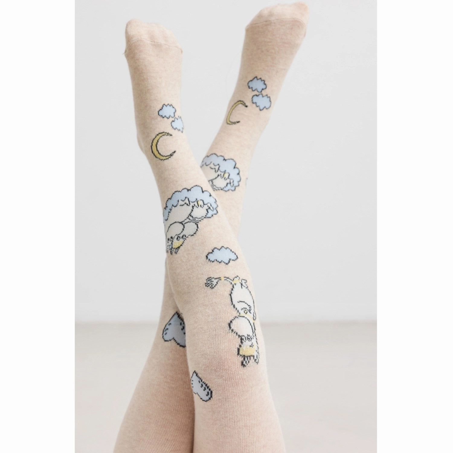 Big Savings Event Marmar Tights Jacquard Beige Mel. Moomin Tights Jacquard
