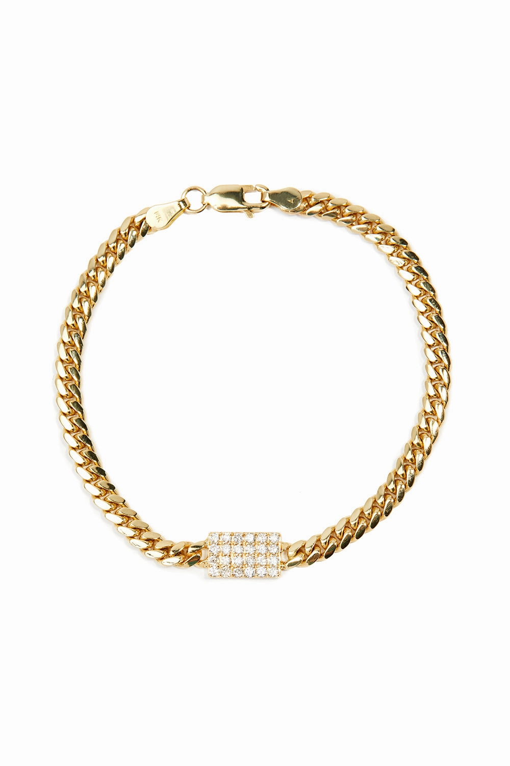 Miami Cuban Chain Bracelet With Diamond Pad In 14K Yellow Gold Shop Smart & Save