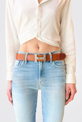 Today Only Discount H Buckle Leather Belt - Cognac