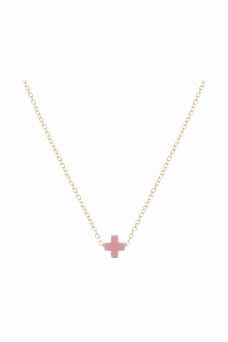 Hot Pick Sale Egirl 14" Necklace Gold - Signature Cross Small Pink