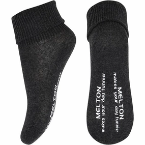 Melton Cotton Anti-Slip Socks Dark Grey Melange Weekend Flash Offer