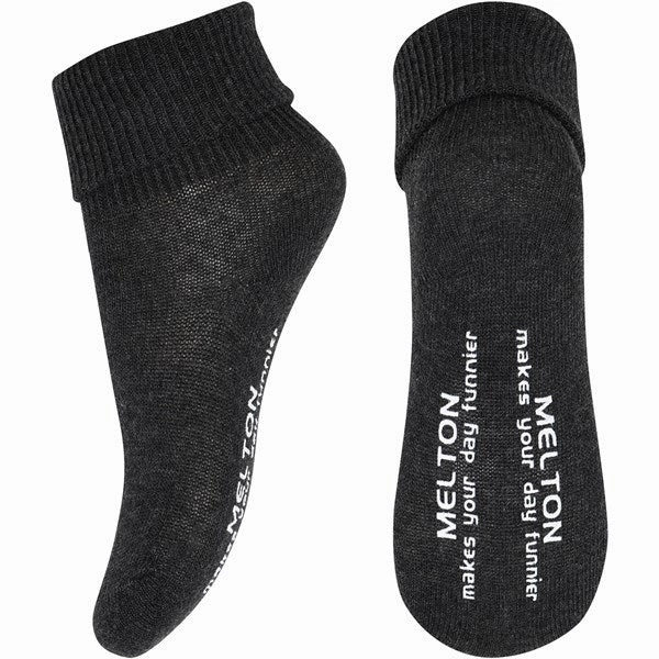 Melton Cotton Anti-Slip Socks Dark Grey Melange Weekend Flash Offer