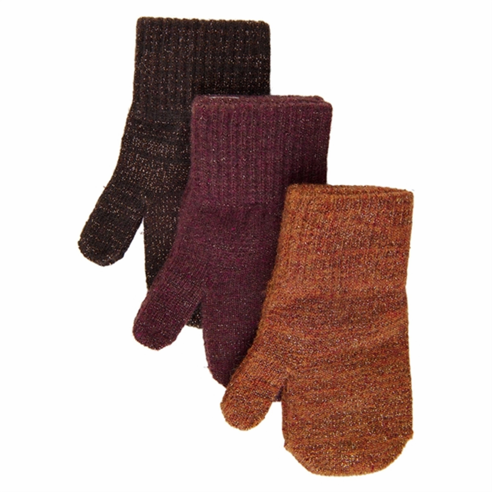 Hot Price Drop Weekend Flash Offer Mikk-Line Magic Mittens W/Lurex 3-Pack Decadent Chocolate Ginger Bread Java
