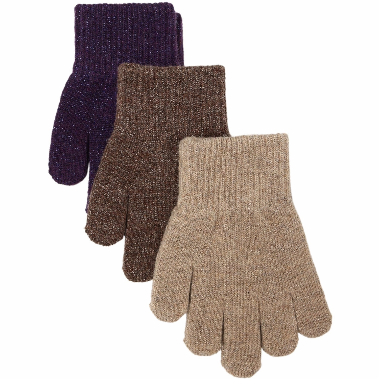 Grab Your Deal Today Shop & Save Today Mikk-Line Nightshade-Chocolate Chip-Doeskin Magic Gloves With Lurex 3-Pack