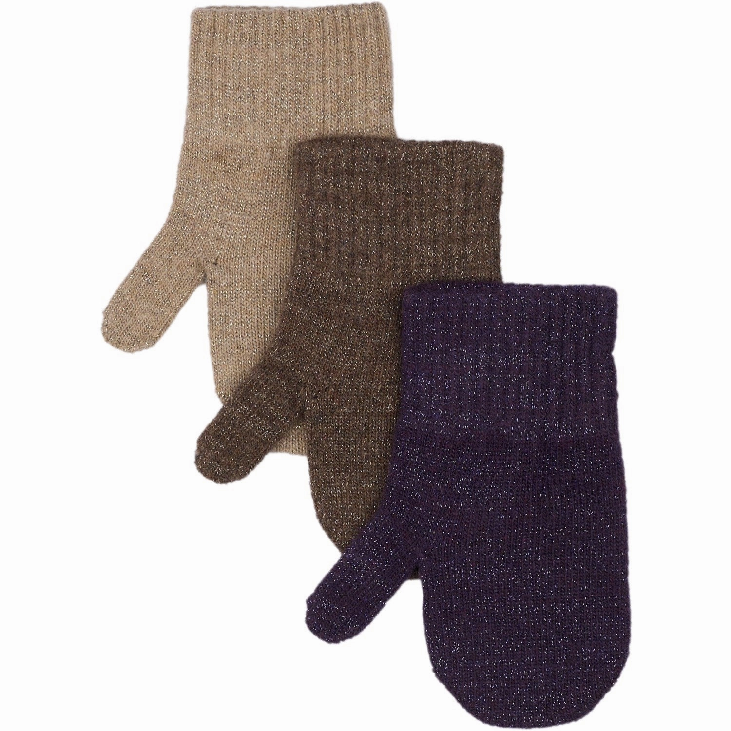 Surprise Offer Now Mikk-Line Nightshade-Chocolate Chip-Doeskin Magic Mittens W. Lurex 3-Pack