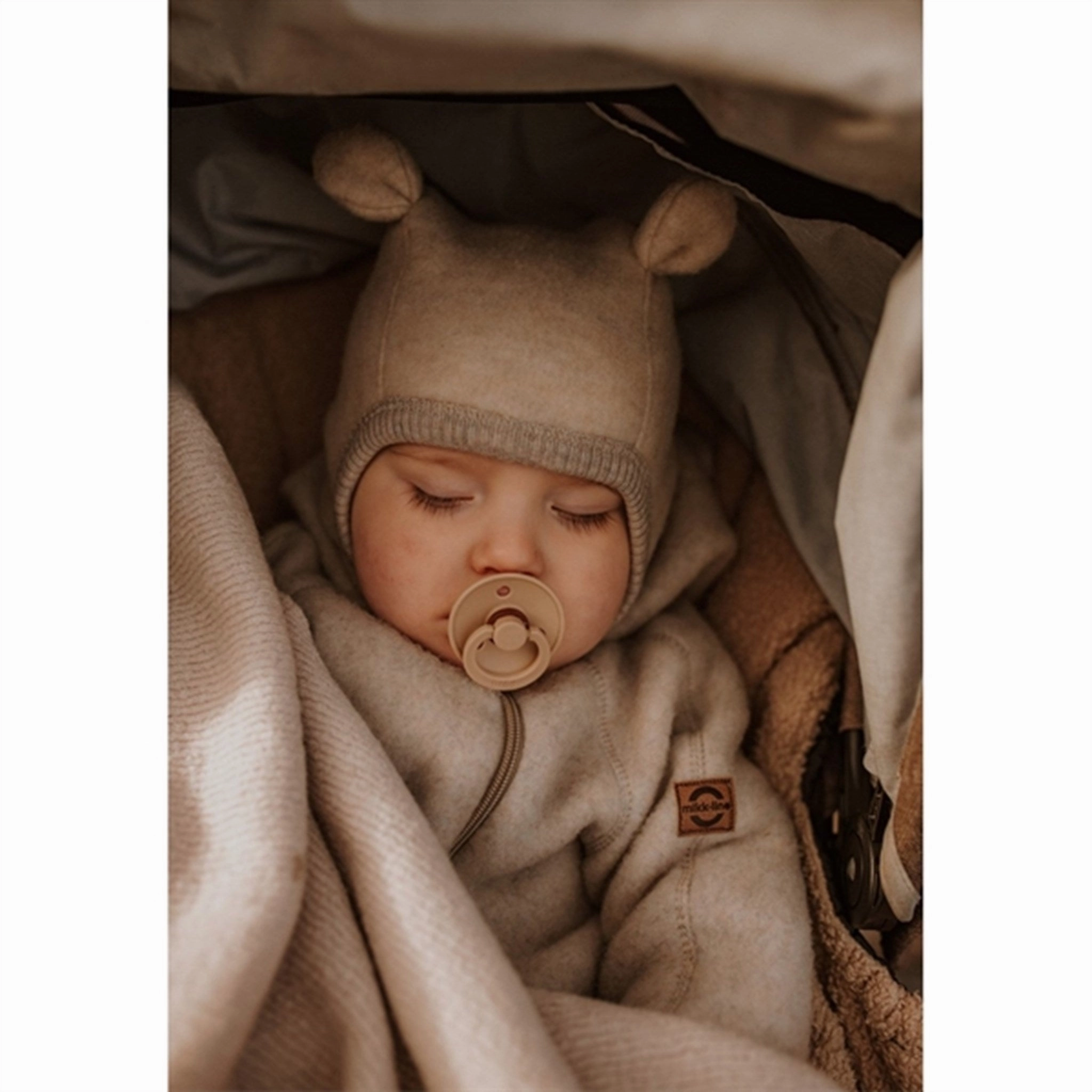 Mikk-Line Wool Balaclava With Ears Melange Offwhite Shop Todays Picks Save More Now