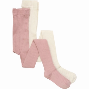 Clearance Event Clearance Blowout Minymo Ash Rose Tights Solid Rib 2-Pack