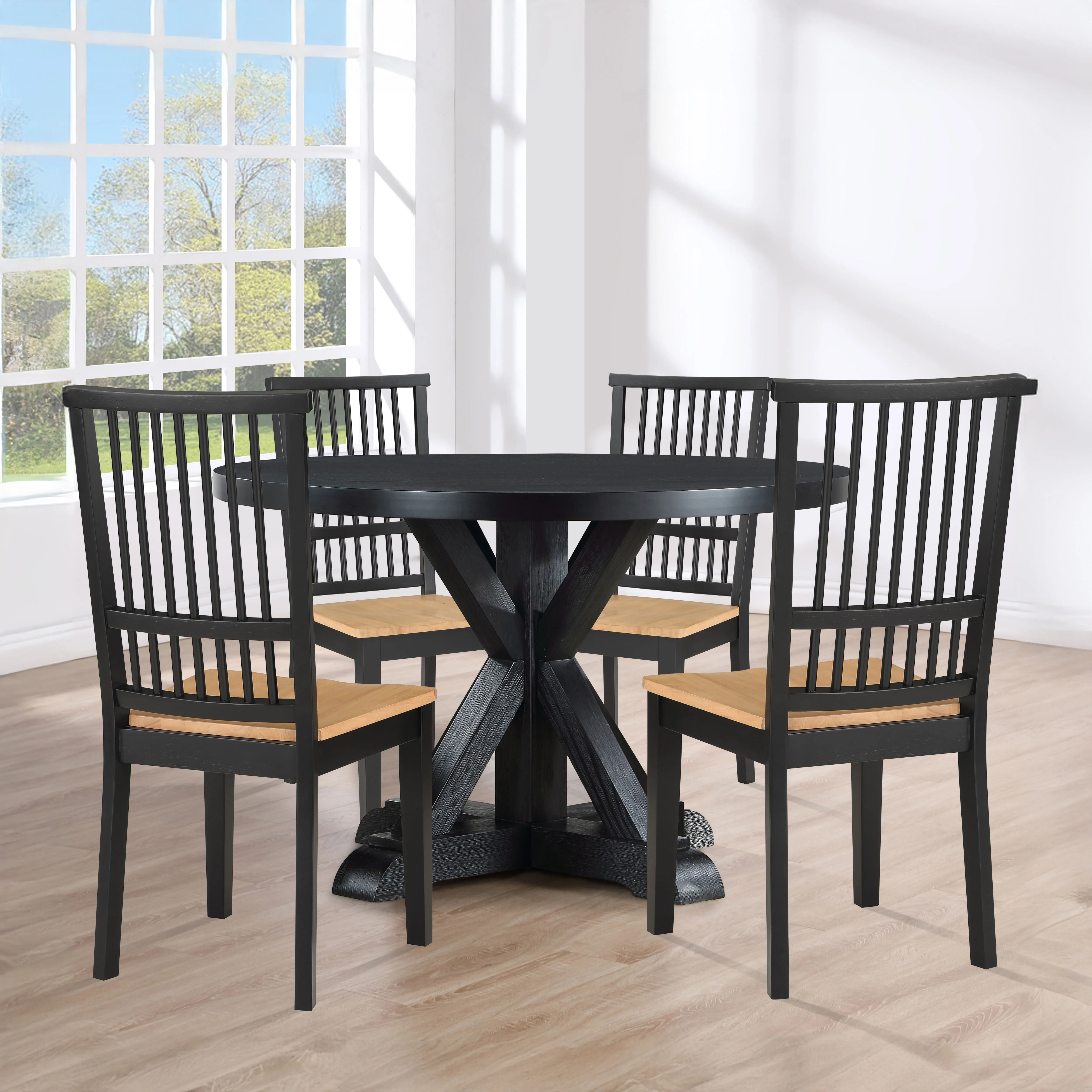 Molly - 48" Table With 4 Magnolia Chairs - Black