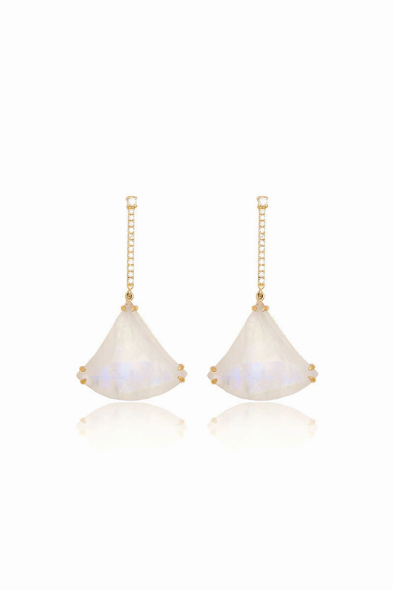 Trending Now Discount Moonstone Kite Earrings In Yellow Gold