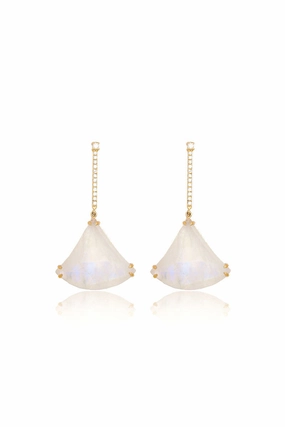 Trending Now Discount Moonstone Kite Earrings In Yellow Gold