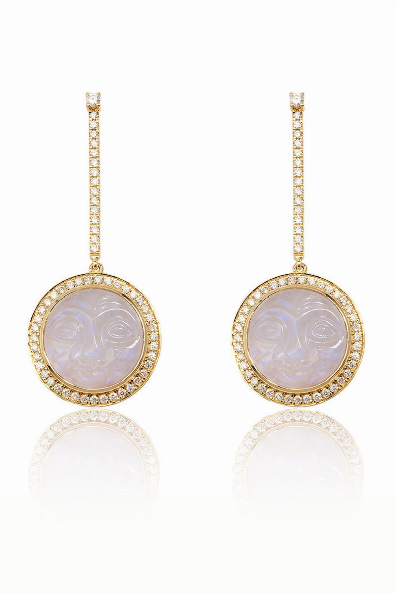 Trending Hot Deal Exclusive Savings Event Moonstone Man In The Moon Diamond Earrings