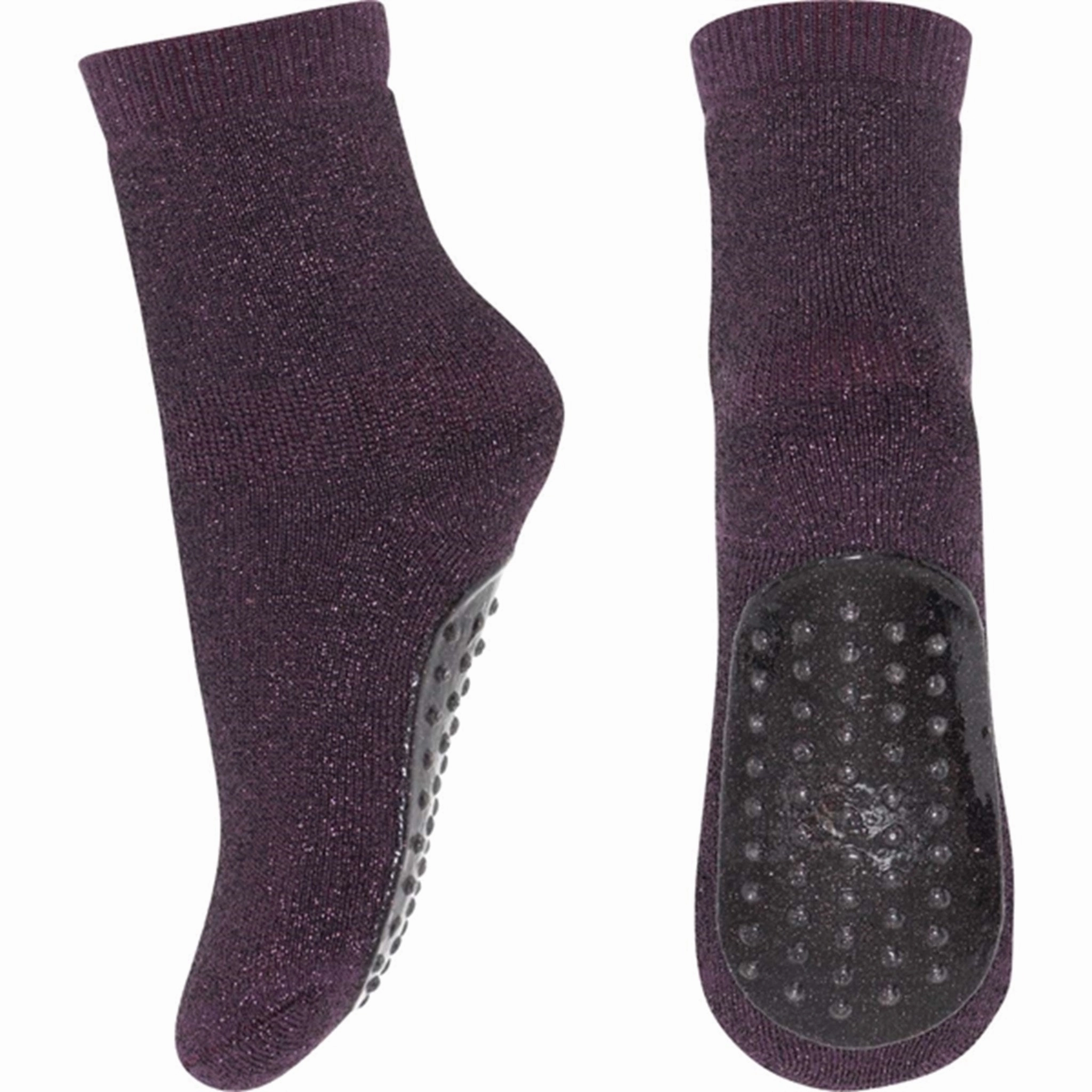 Save More Online Mp 79208 Celina Socks With Anti-Slip 2001 Metallic Glitter Dark Purple