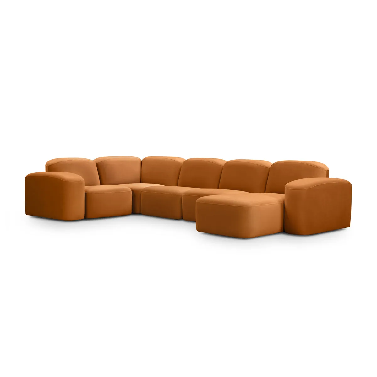 Muse 5 Piece RAF Modular Chaise Sofa (Malibu Caramel)