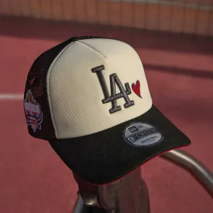 Clearance Steal Today Limited Edition Offer New Era 9Forty A-Frame Trucker Mlb Los Angeles Dodgers 40Th Anniversary Two Tone / Red Uv Snapback