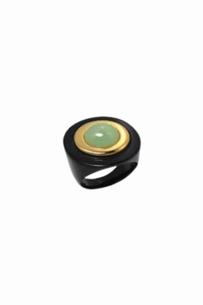 Polished Gold Jade Semi-Opaque Ring Dont Miss Hot Deals