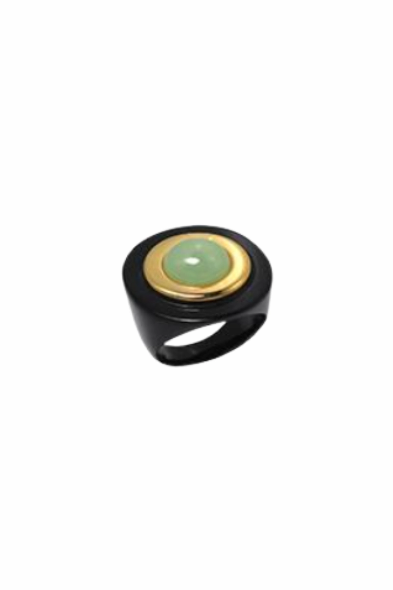 Polished Gold Jade Semi-Opaque Ring Dont Miss Hot Deals