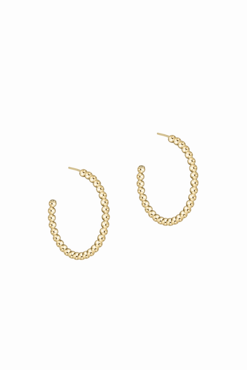 Todays Trending Deals Clearance Steal Today Beaded Classic 1.25" Post Hoop 3Mm Gold