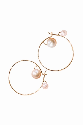 Double White Pearl Tribal Hoops With Diamonds Dont Miss Hot Deals