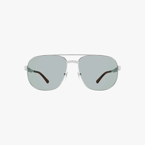 Perfect Gift Offer Sale Ending Soon Men'S Gucci Logo Silver Green Sunglasses