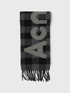 Dont Miss Todays Deal Clearance Event Today Narrow Check Logo Scarf In Black And Grey