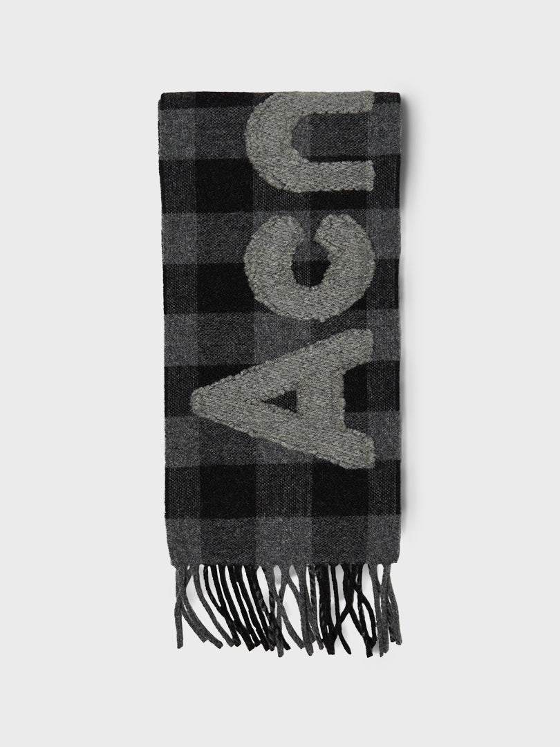 Dont Miss Todays Deal Clearance Event Today Narrow Check Logo Scarf In Black And Grey