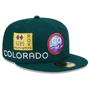 Limited Stock Offer New Era 59Fifty Mlb Colorado Rockies Citycon Dakr Green / Grey Uv Fitted Cap