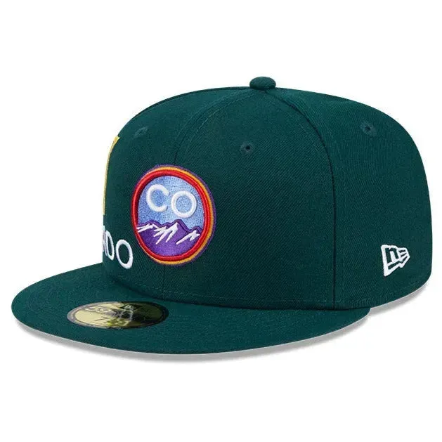New Era 59Fifty Mlb Colorado Rockies Citycon Dakr Green / Grey Uv Fitted Cap Limited Time Sale Instant Deal Today