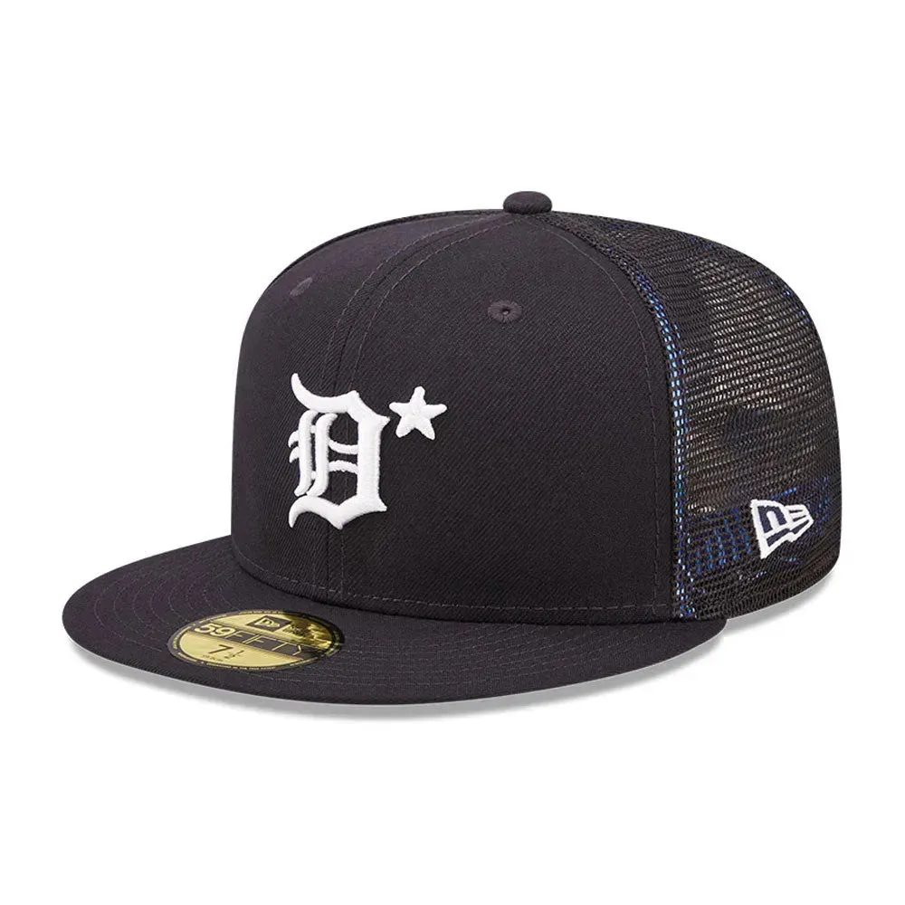 Hot Offer Inside New Era 59Fifty Mlb Detroit Tigers All Star Game 2022 Navy / Tropic Blue Uv Fitted Trucker Cap