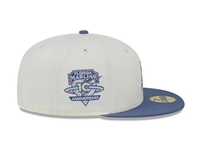 Todays Trending Deals New Era 59Fifty Mlb Florida Marlins Wavy Chainstitch Two Tone / Grey Uv Fitted Cap