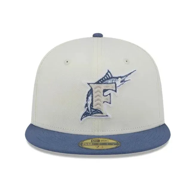 Limited Time Steal New Era 59Fifty Mlb Florida Marlins Wavy Chainstitch Two Tone / Grey Uv Fitted Cap