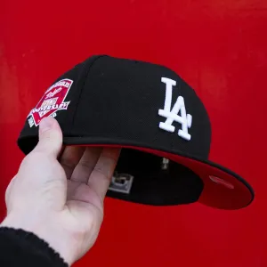 Flash Sale Now Clearance Steal Today New Era 59Fifty Mlb Los Angeles Dodgers 50Th Anniversary Black / Red Uv Fitted Cap