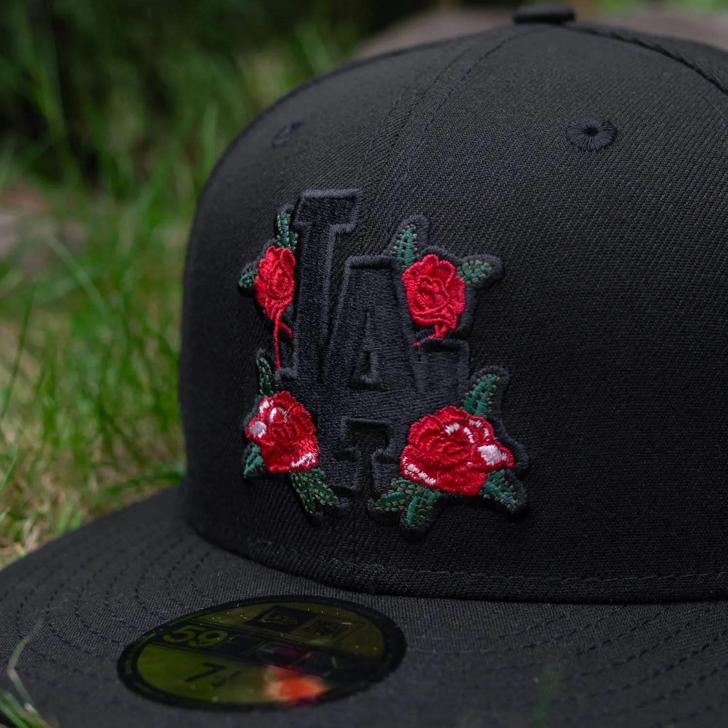 Todays Hot Pick New Era 59Fifty Mlb Los Angeles Dodgers Roses Black / Scarlet Uv Fitted Cap