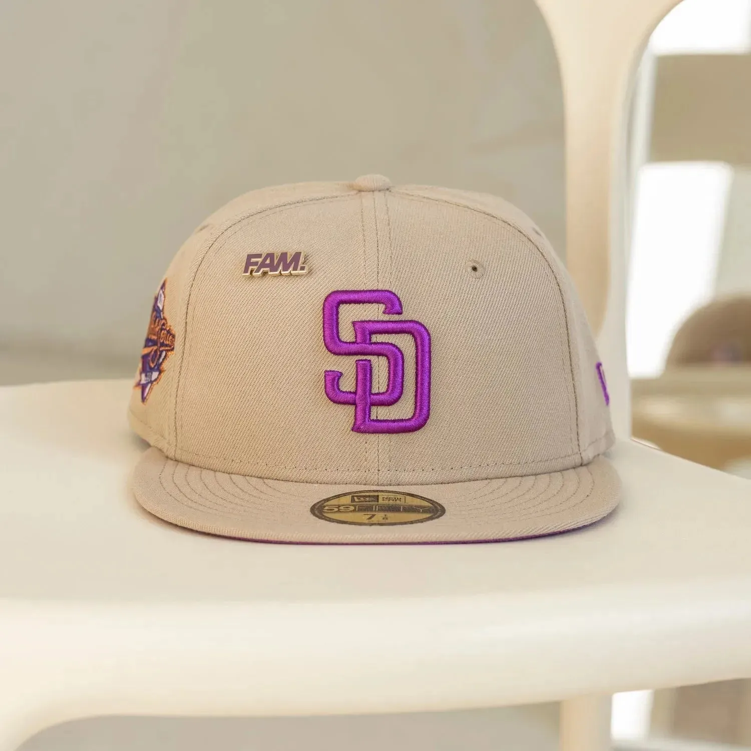 Today Only Hot Sale Must-Have Items New Era 59Fifty Mlb San Diego Padres World Series 1998 Camel / Sparkling Grape Uv Fitted Cap