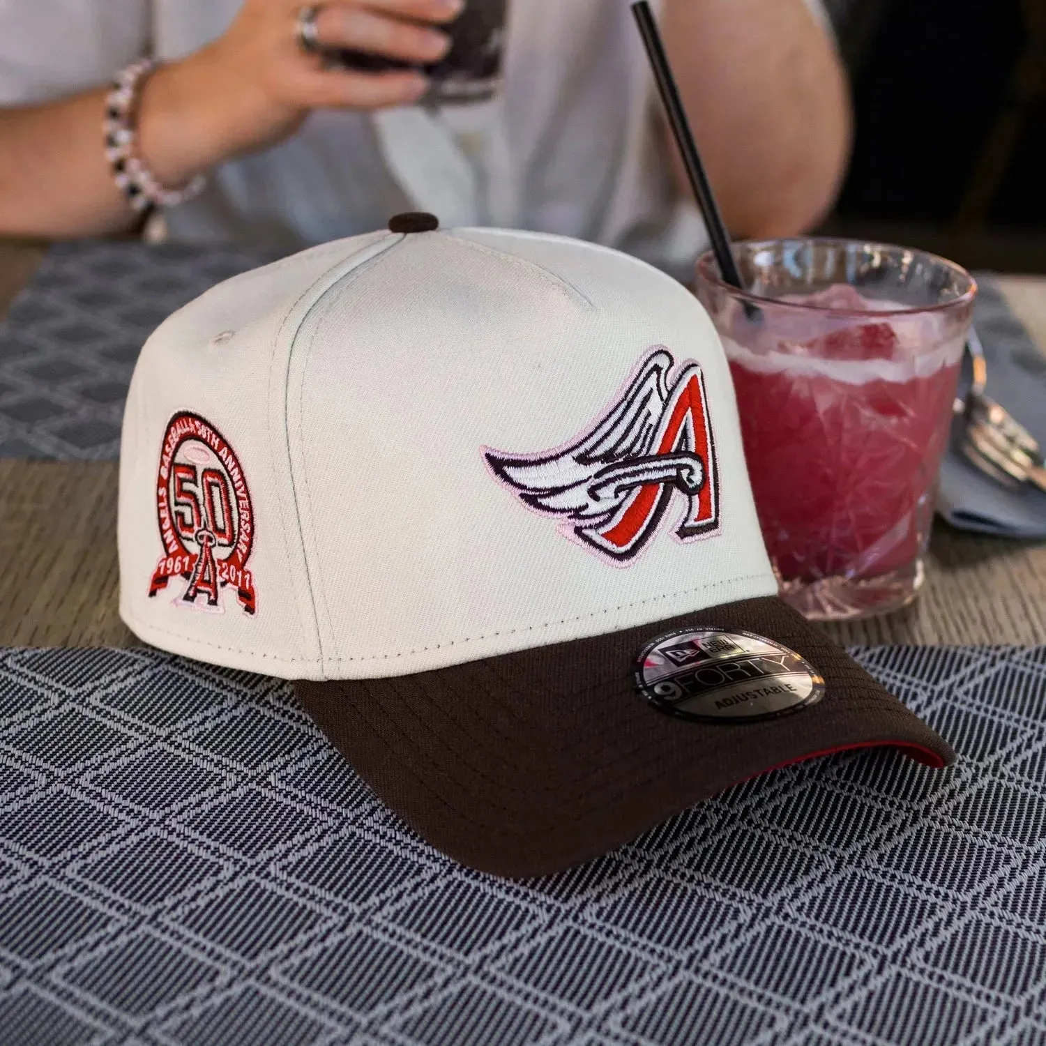 Hot Savings Alert Hot Offer Event New Era 9Forty A-Frame Anaheim Angels 50Th Anniversary Two Tone / Scarlet Red Uv Snapback