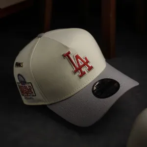 Save More Now Best Seller Deal New Era 9Forty A-Frame  Mlb Los Angeles Dodgers Ws 24 Two Tone Chrome White / Cardinal Uv Snapback