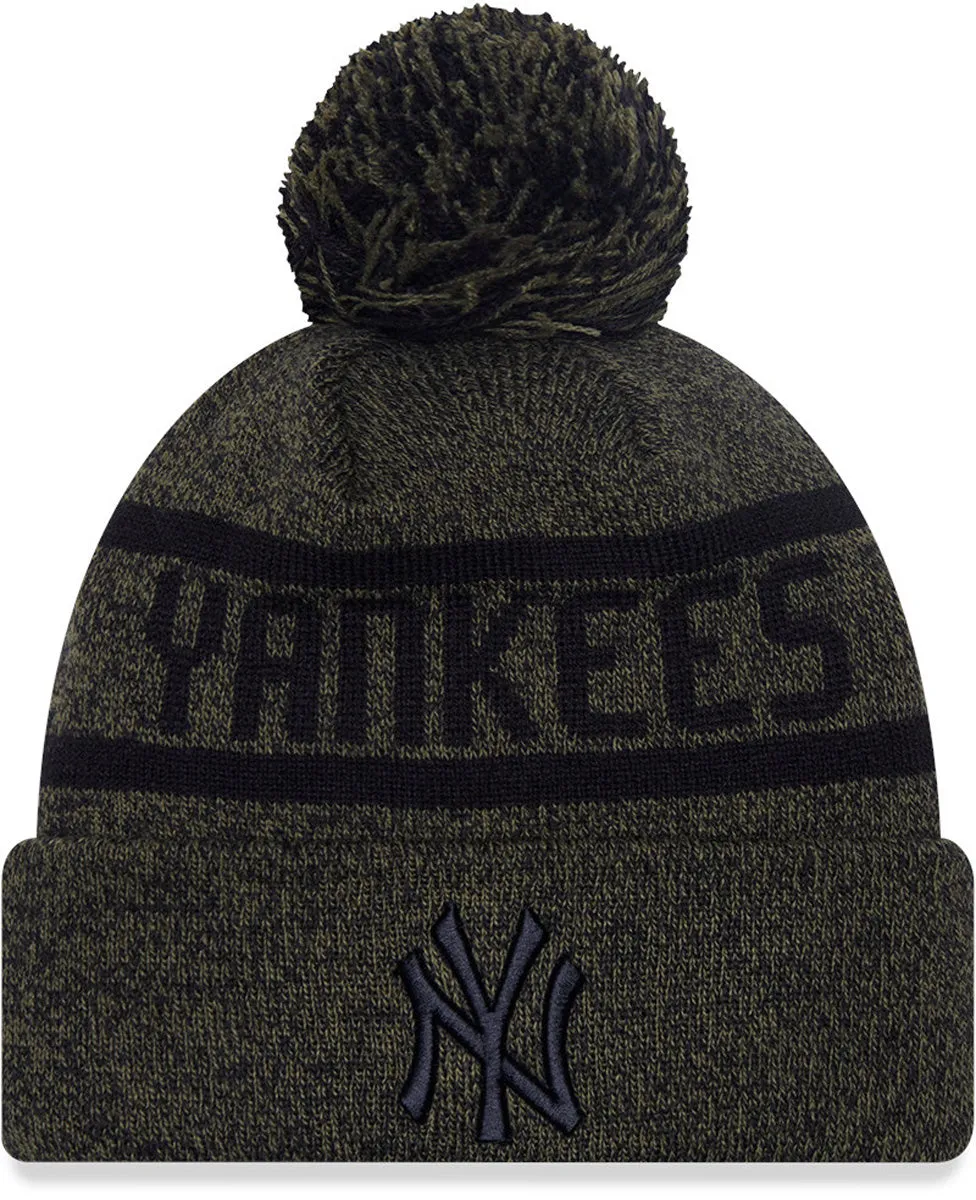New York Yankees New Era Jake Cuff Knit Olive Bobble Hat Today Only Hot Pick